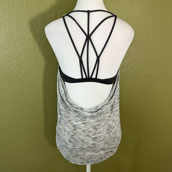 Lululemon Women's 4 Raise The Barre 2-in-1 Tank Space Dye Gray Black Athletic - Picture 3 of 6